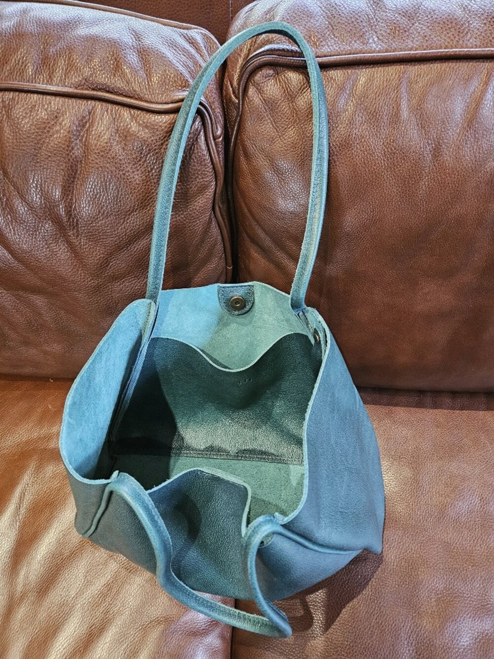 Portland Leather Goods LARGE VERONA TOTE, Seaglass color - Picture 4 of 5
